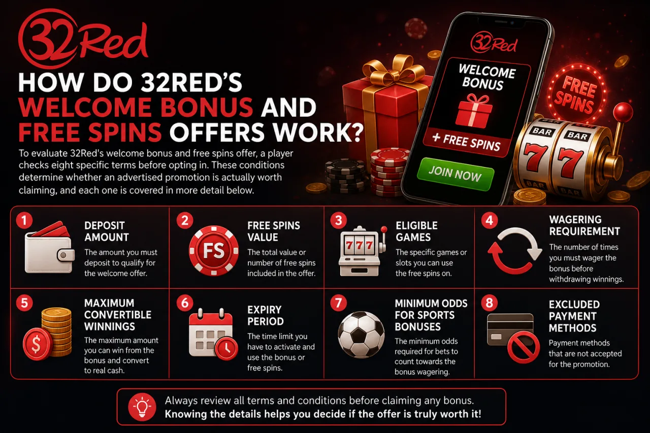 How Does the 32Red Welcome Bonus Work