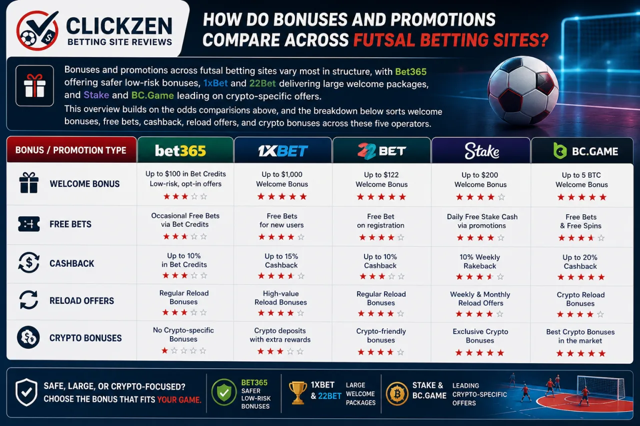 How Do Bonuses and Promotions Compare Across Futsal Betting Sites How Do Bonuses and Promotions Compare Across Futsal Betting Sites