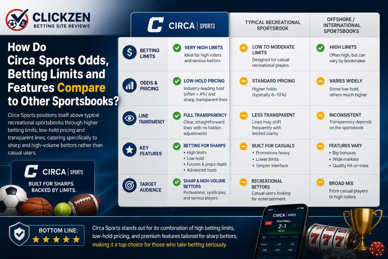 How Do Circa Sports Odds, Betting Limits and Features Compare to Other Sportsbooks