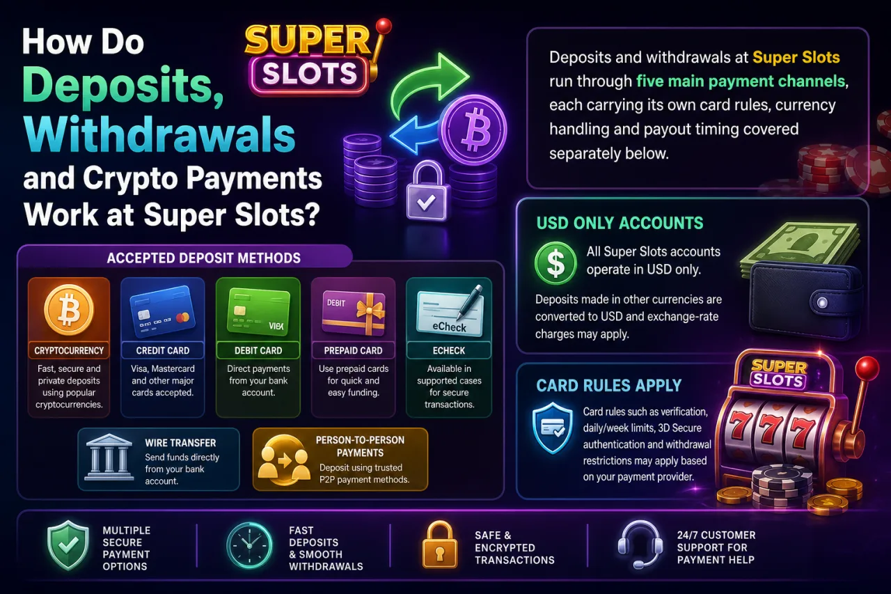 How Do Deposits, Withdrawals and Crypto Payments Work at Super Slots