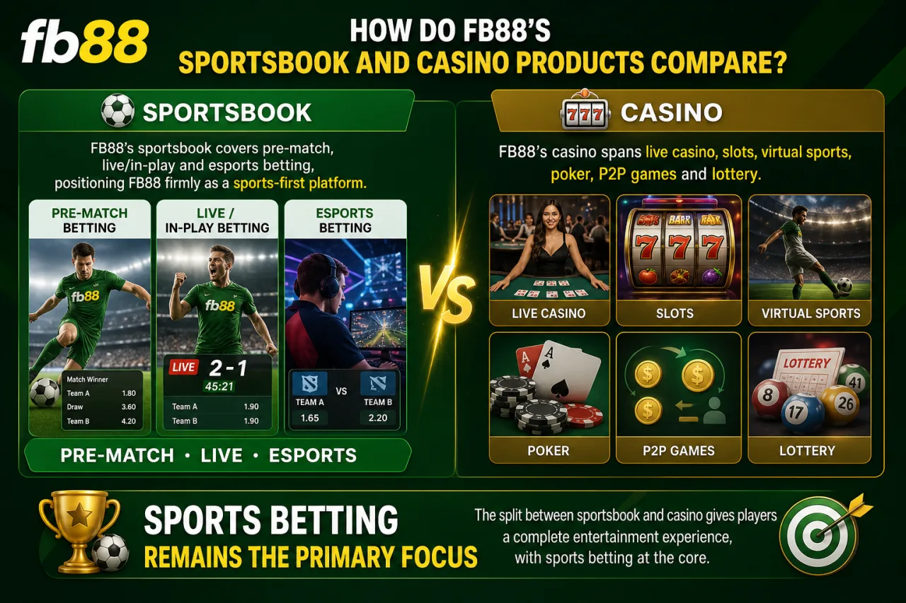 How Do FB88's Sportsbook and Casino Products Compare
