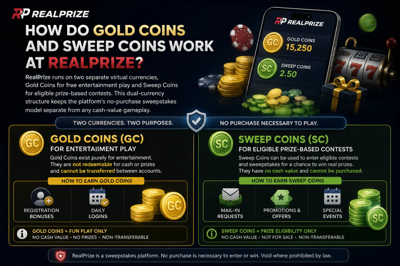 How Do Gold Coins and Sweep Coins Work at RealPrize