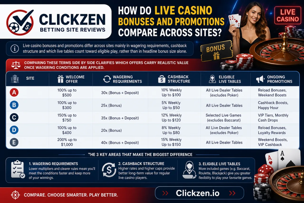 How Do Live Casino Bonuses and Promotions Compare Across Sites