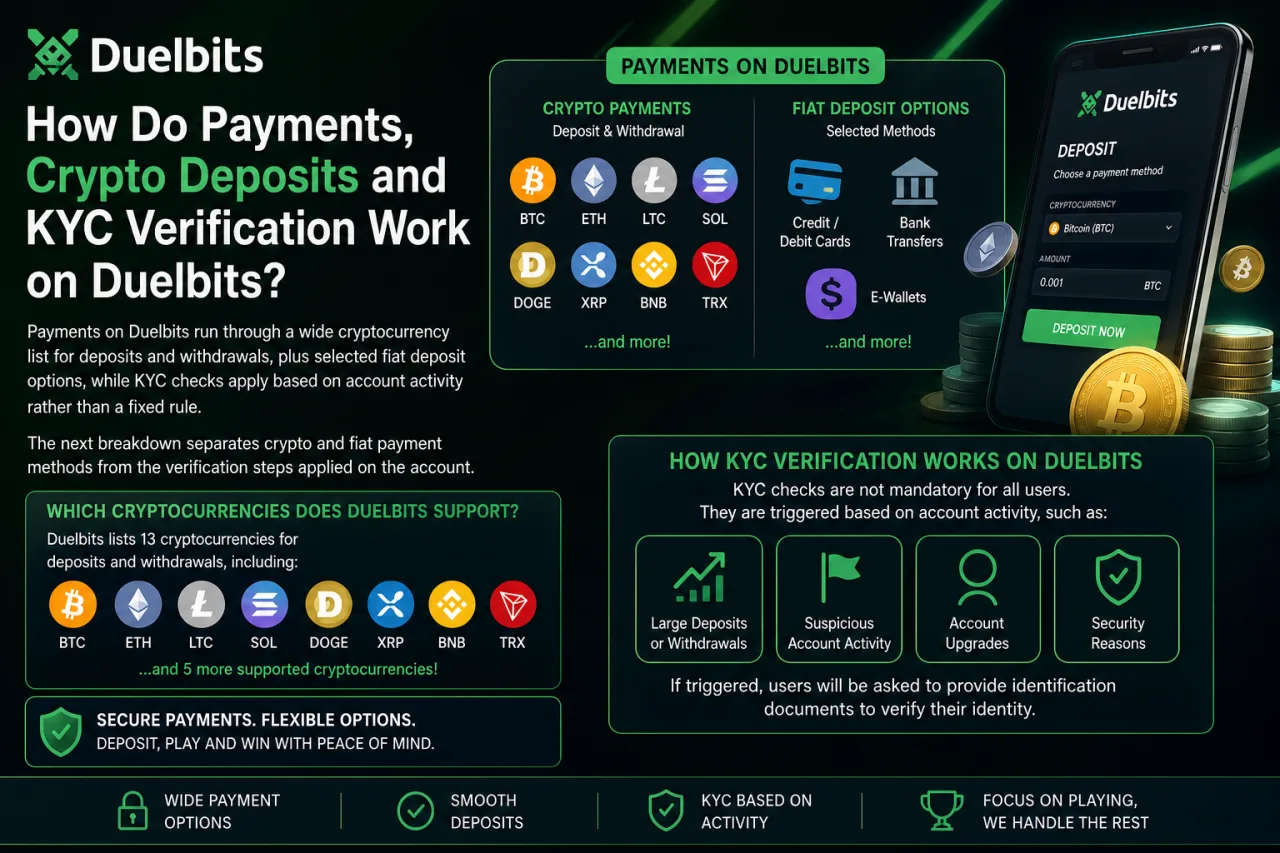 How Do Payments, Crypto Deposits and KYC Verification Work on Duelbits
