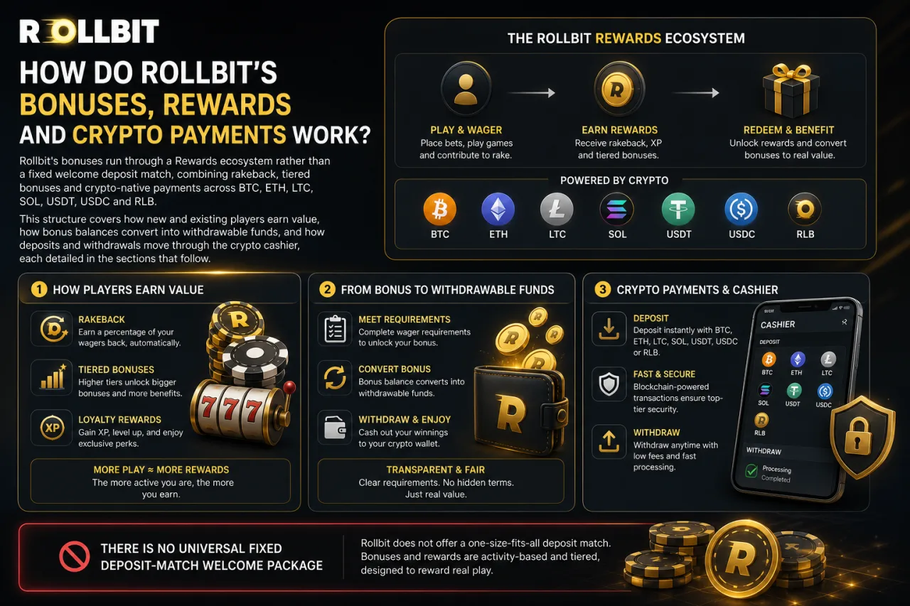How Do Rollbit's Bonuses, Rewards and Crypto Payments Work