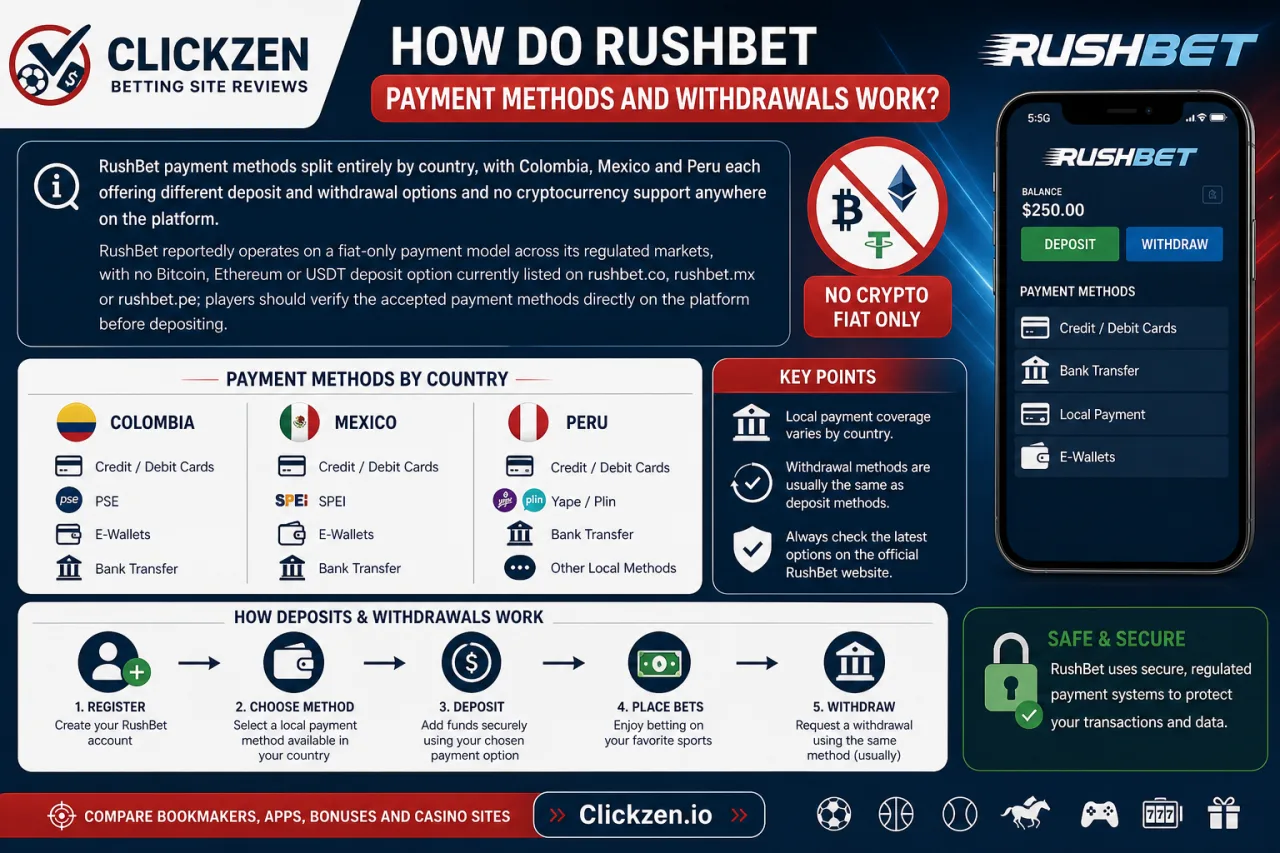 How Do RushBet Payment Methods and Withdrawals Work