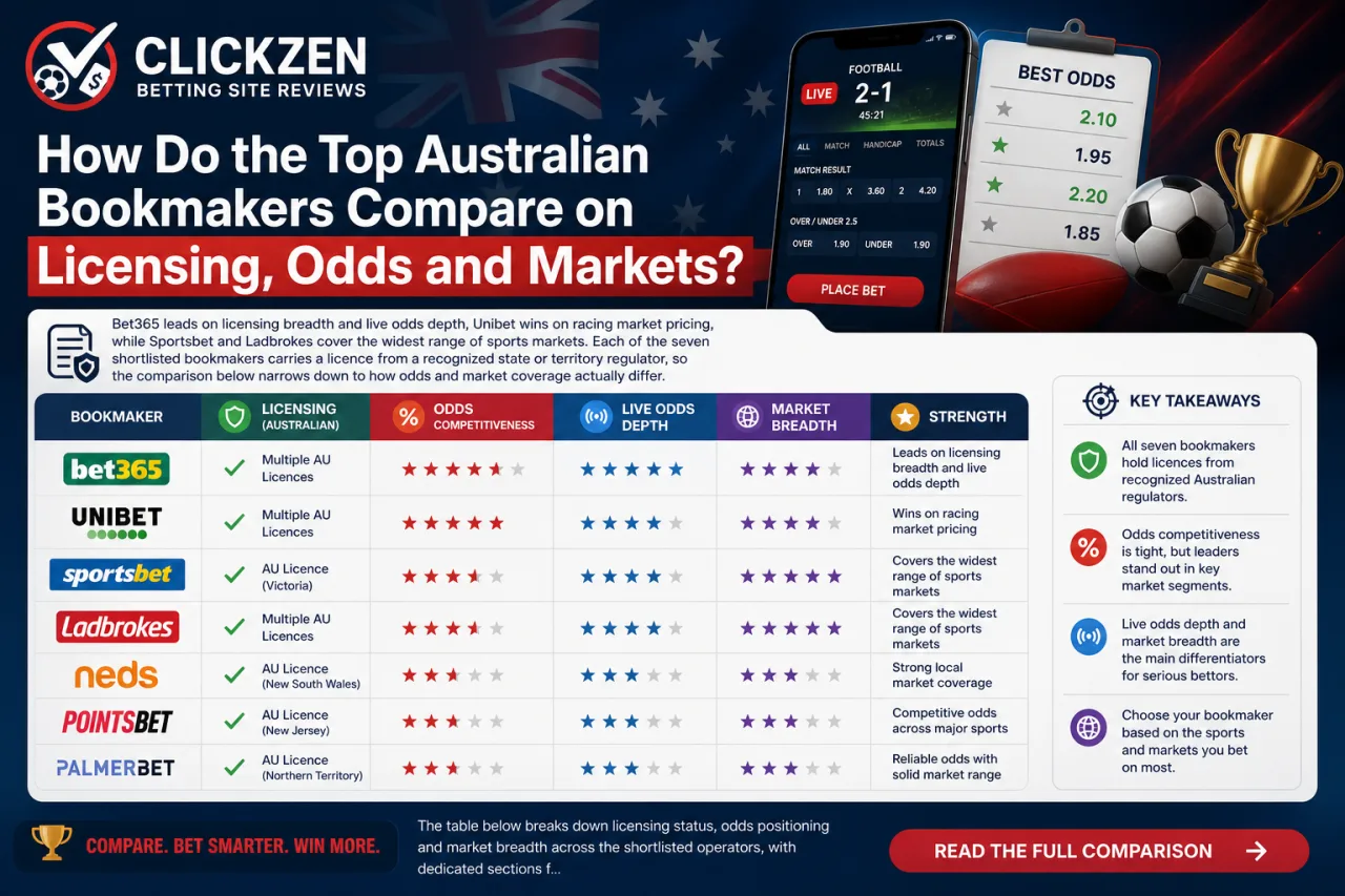 How Do the Top Australian Bookmakers Compare on Licensing, Odds and Markets