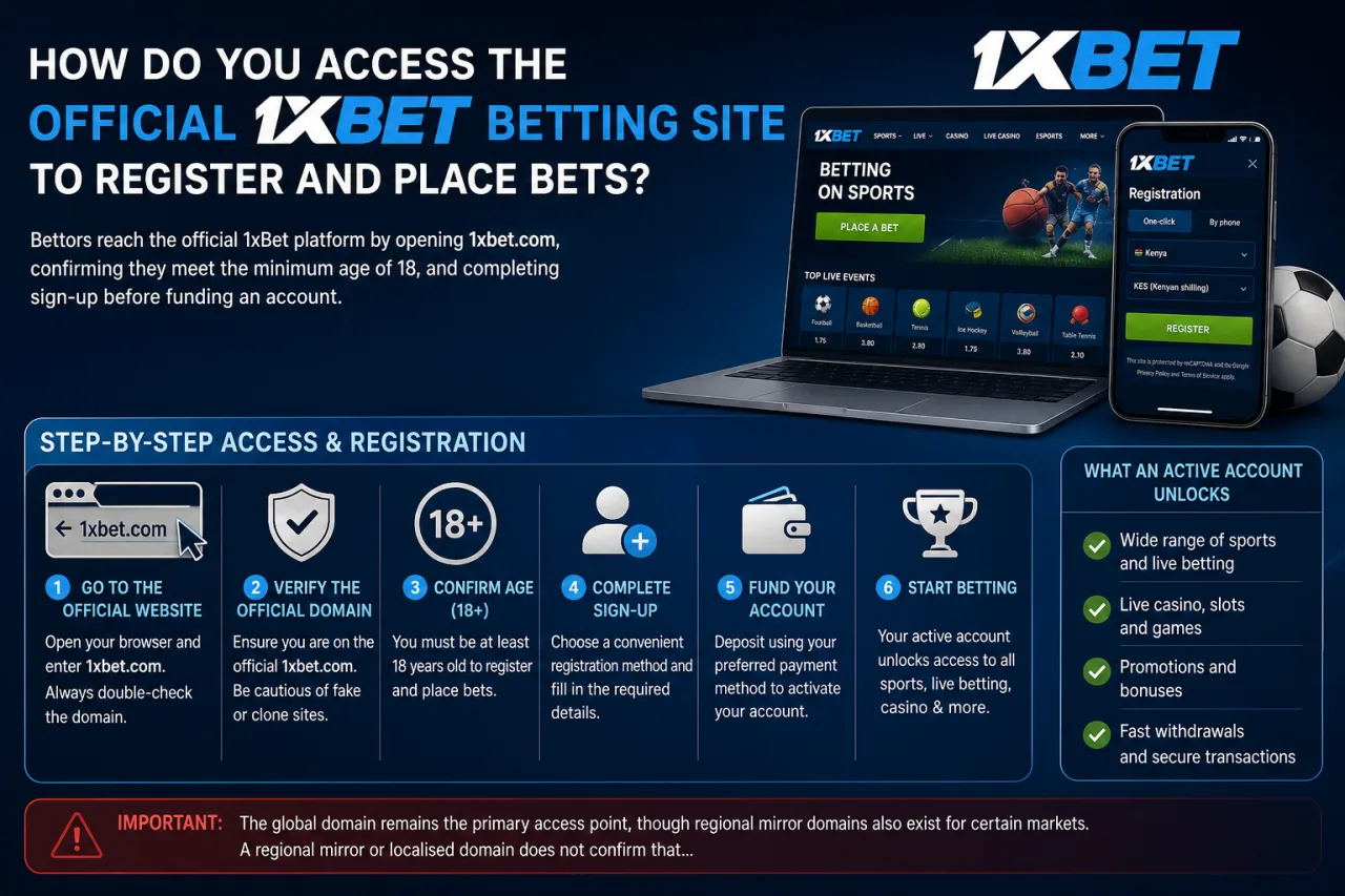 How to access the official 1xBet betting site, register and place bets