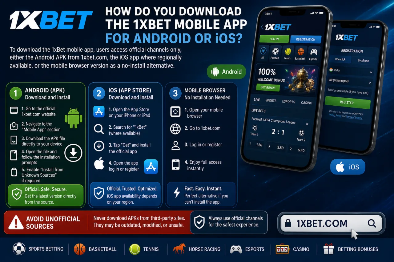 How to download the 1xBet mobile app for Android or iOS
