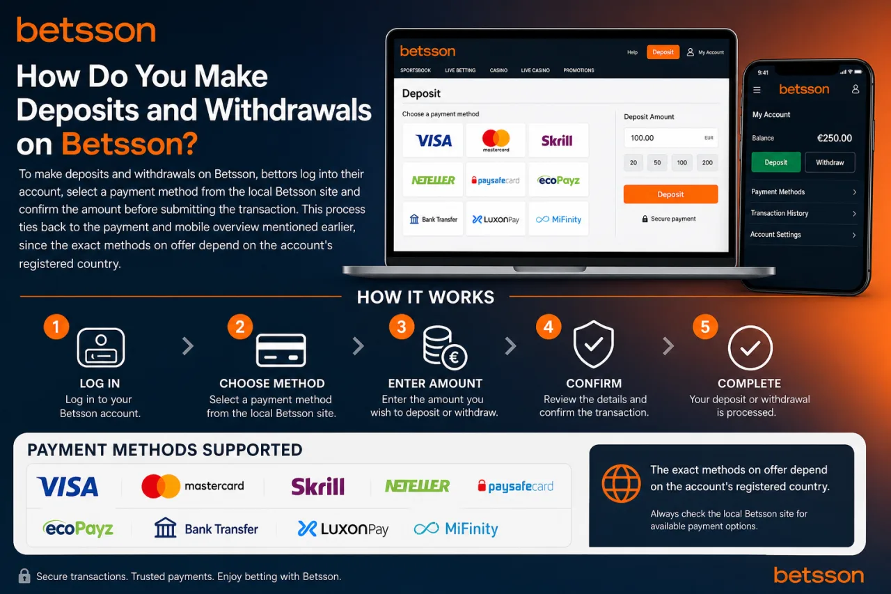How Do You Make Deposits and Withdrawals on Betsson