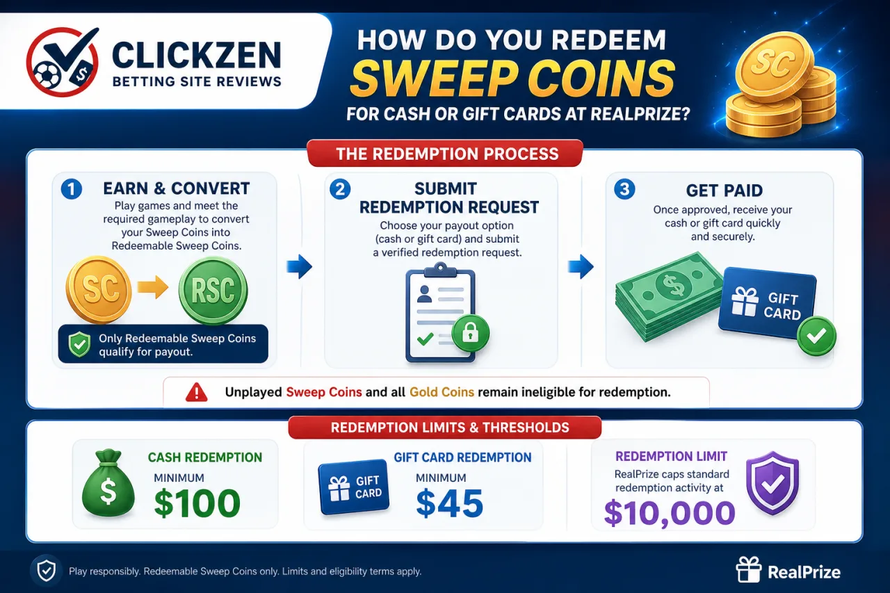 How Do You Redeem Sweep Coins for Cash or Gift Cards at RealPrize