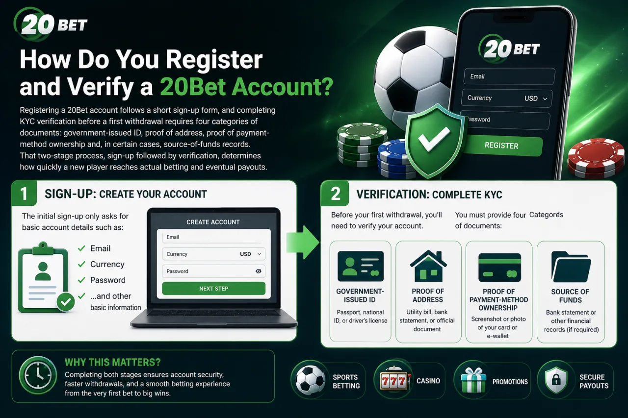 How Do You Register and Verify a 20Bet Account