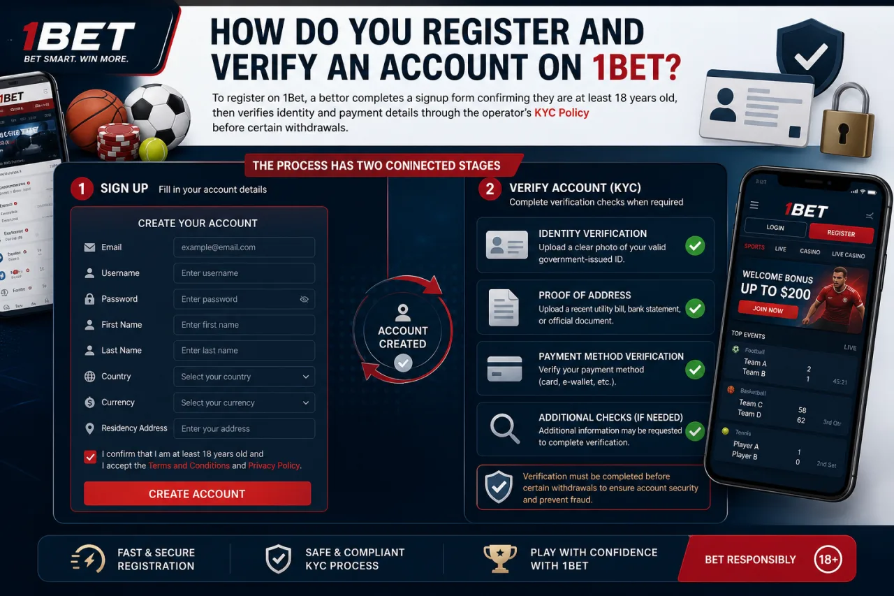 How Do You Register and Verify an Account on 1Bet