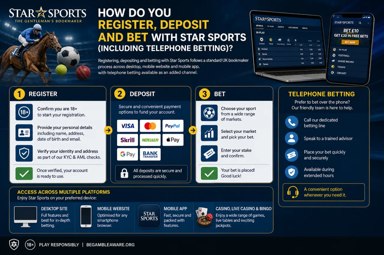 How Do You Register, Deposit and Bet with Star Sports (Including Telephone Betting)