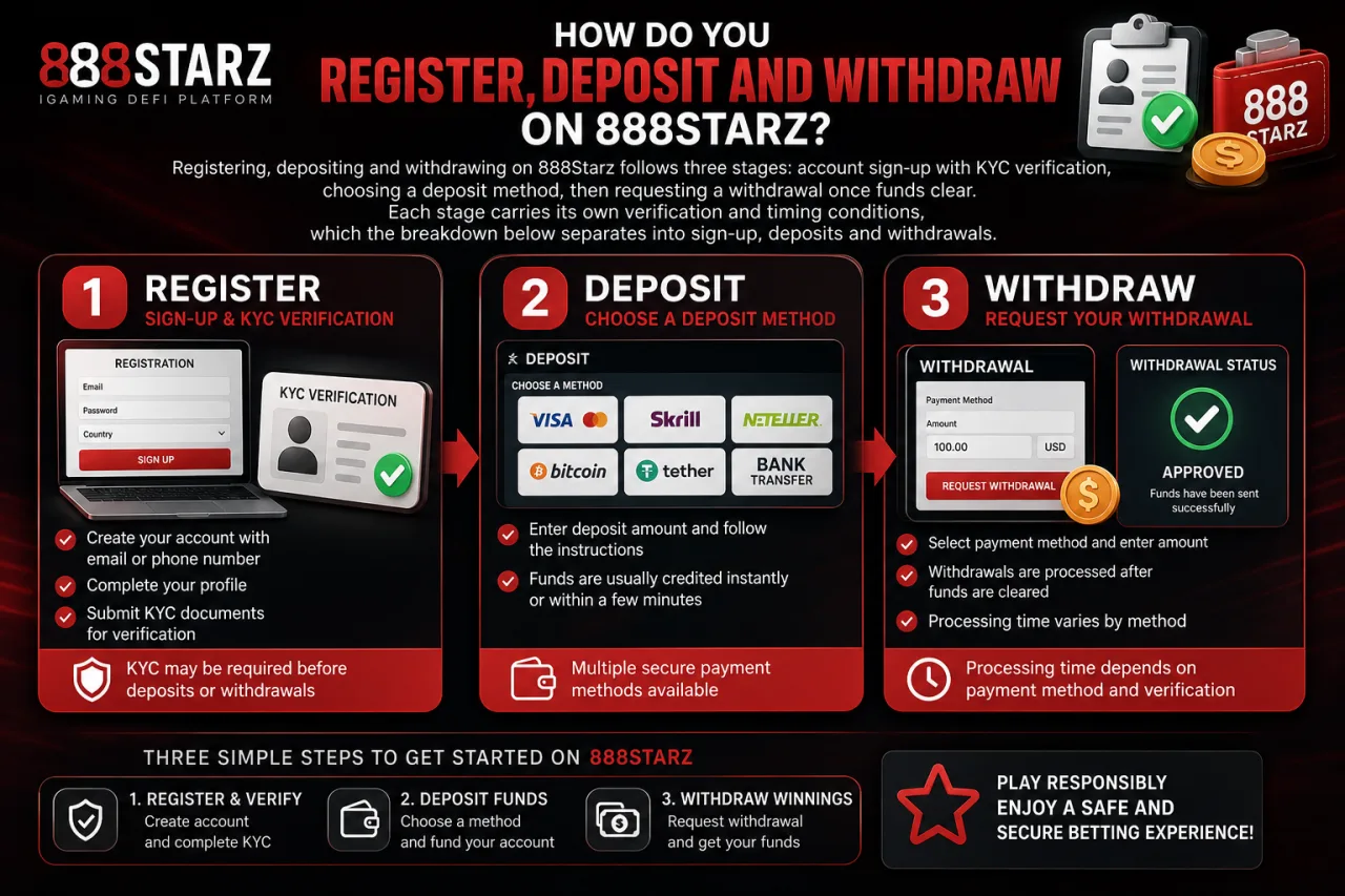 How Do You Register, Deposit and Withdraw on 888Starz