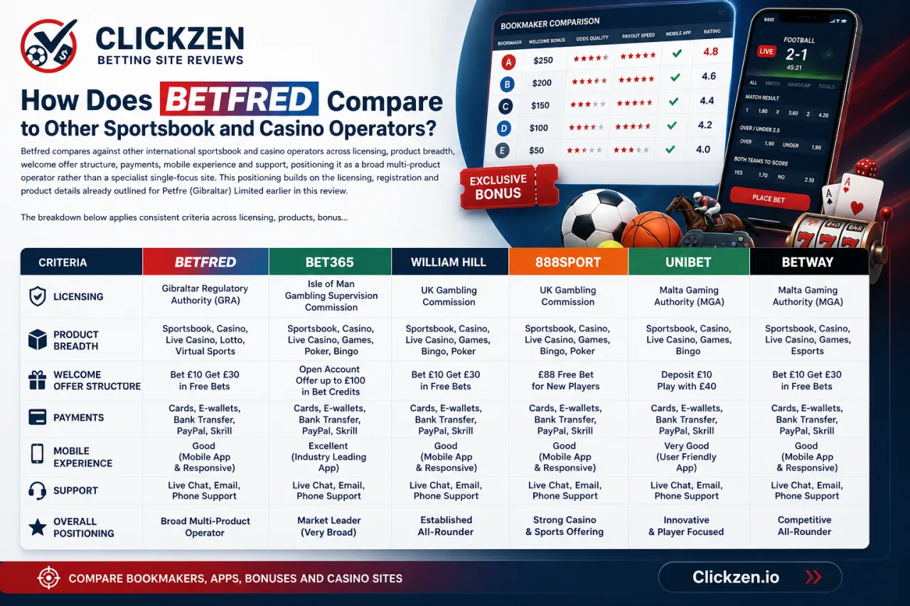 How Does Betfred Compare to Other Sportsbook and Casino Operators