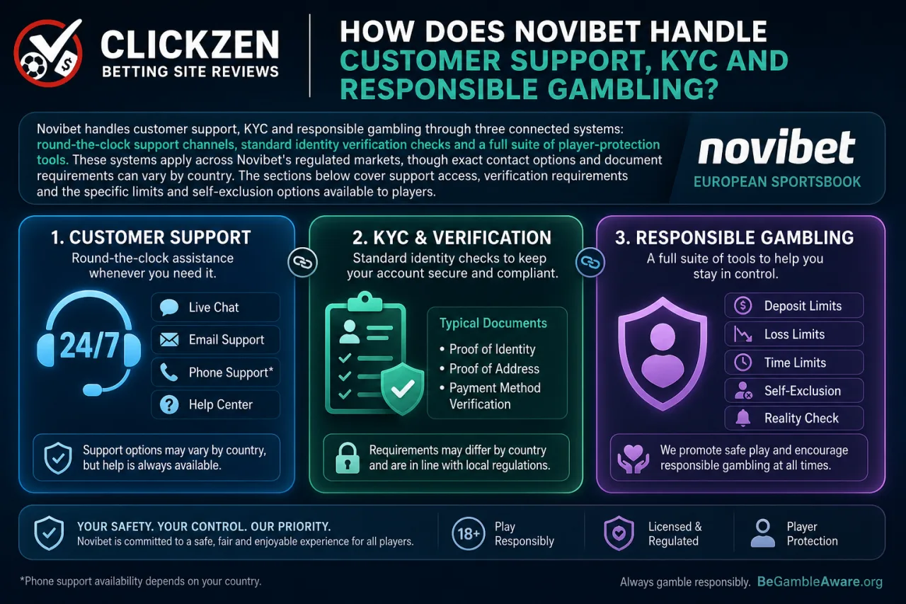 How Does Novibet Handle Customer Support, KYC and Responsible Gambling