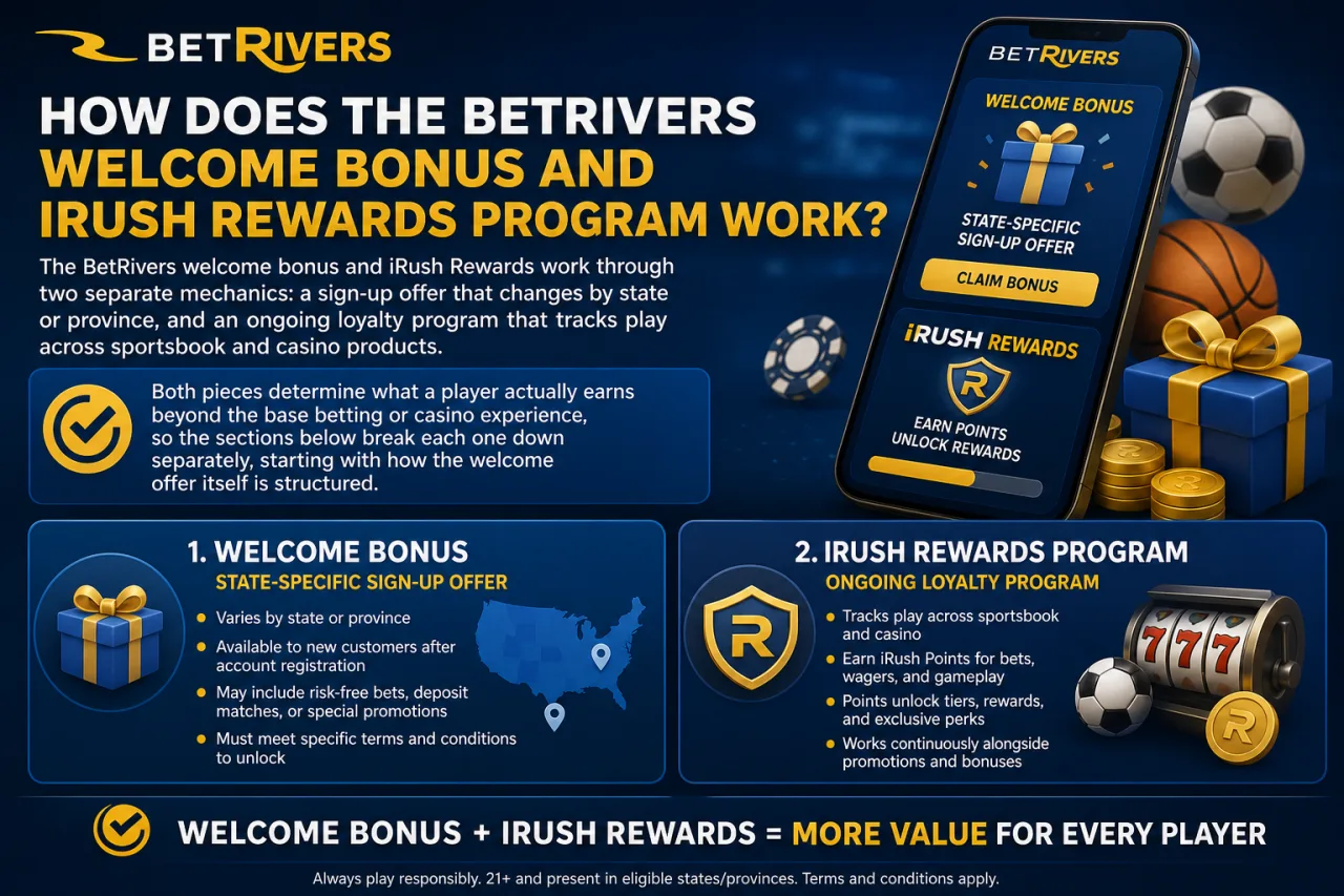 How Does the BetRivers Welcome Bonus and iRush Rewards Program Work