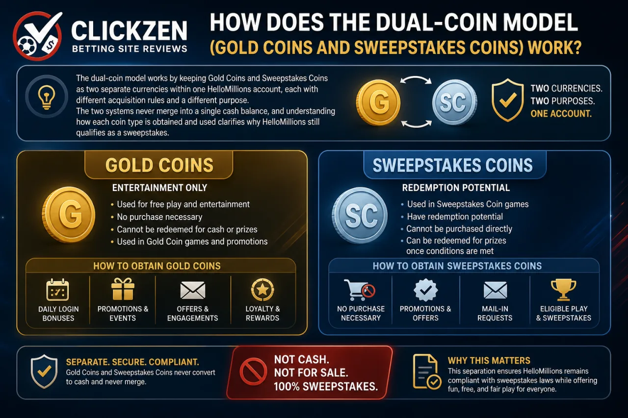 How Does the Dual-Coin Model (Gold Coins and Sweepstakes Coins) Work