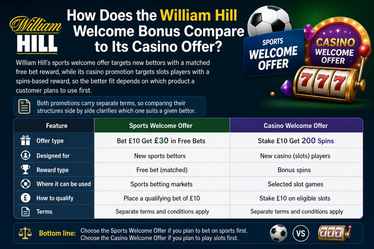 How Does the William Hill Welcome Bonus Compare to Its Casino Offer