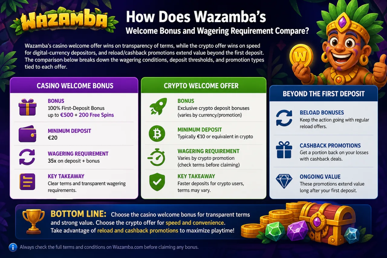 How Does Wazamba's Welcome Bonus and Wagering Requirement Compare