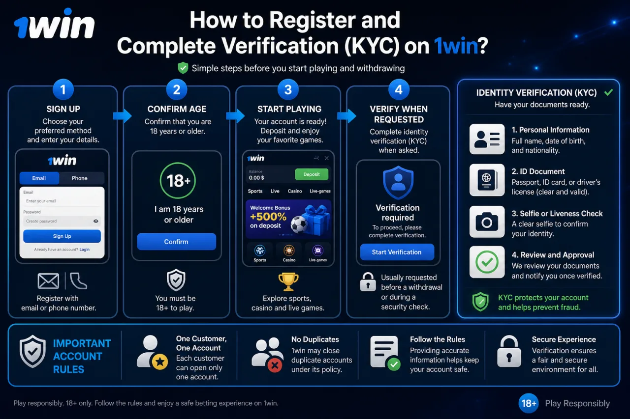 How to Register and Complete Verification on 1win