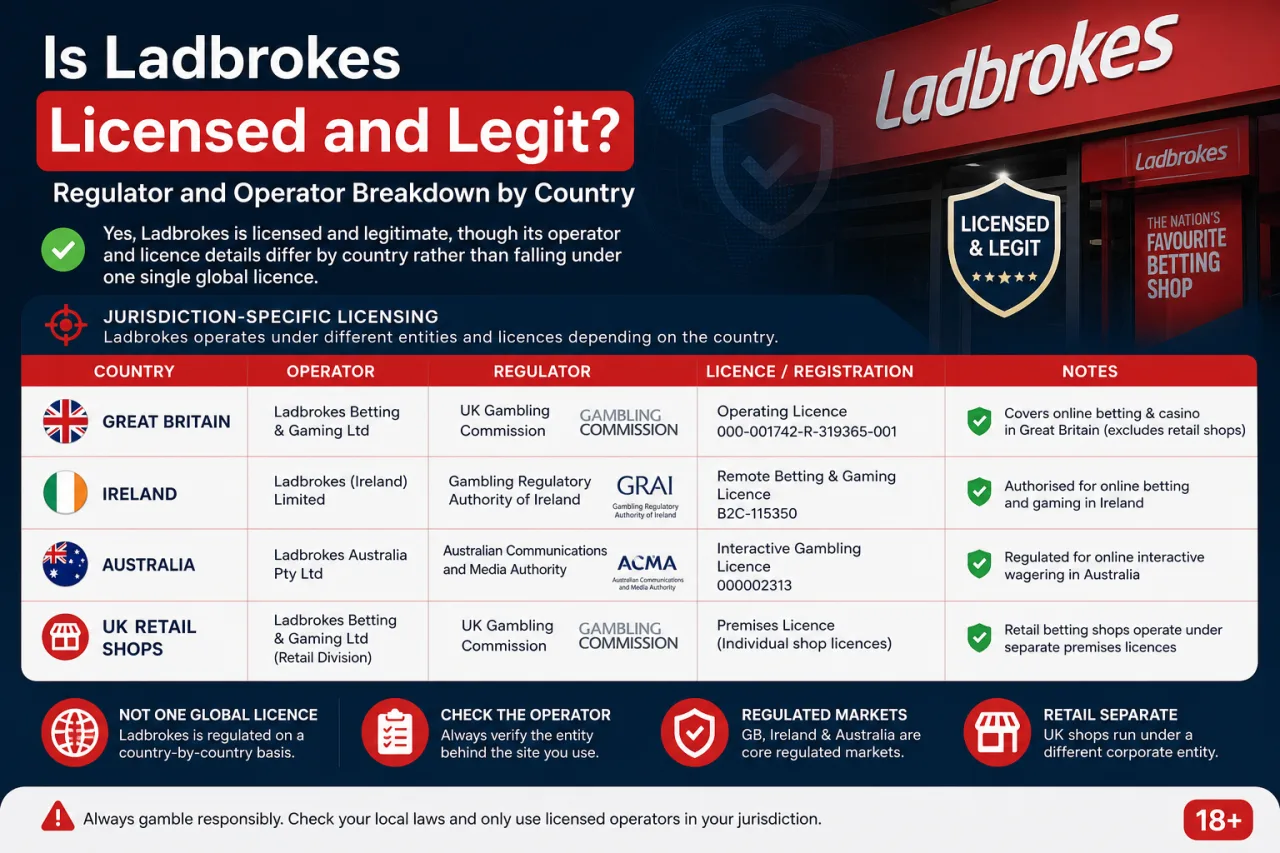 Is Ladbrokes Licensed and Legit? Regulator and Operator Breakdown by Country