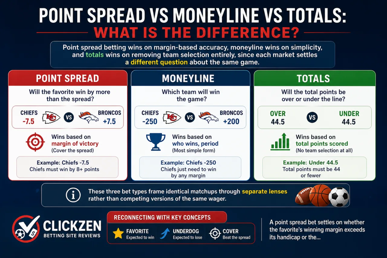 Point Spread vs Moneyline vs Totals: What Is the Difference