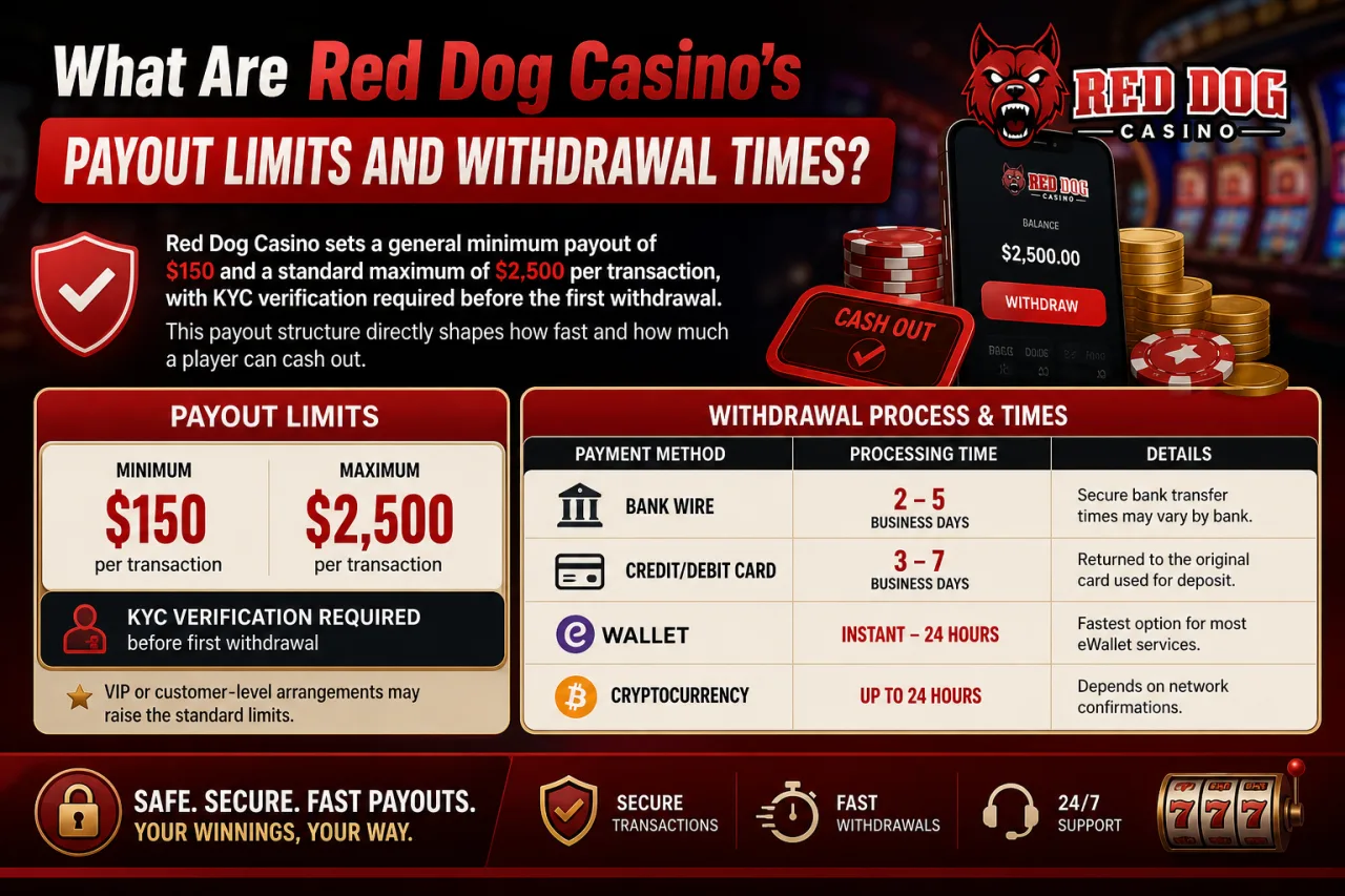 What Are Red Dog Casino's Payout Limits and Withdrawal Times