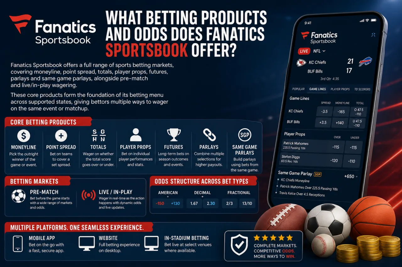 What Betting Markets and Bet Types Does Fanatics Sportsbook Offer What Betting Markets and Bet Types Does Fanatics Sportsbook Offer