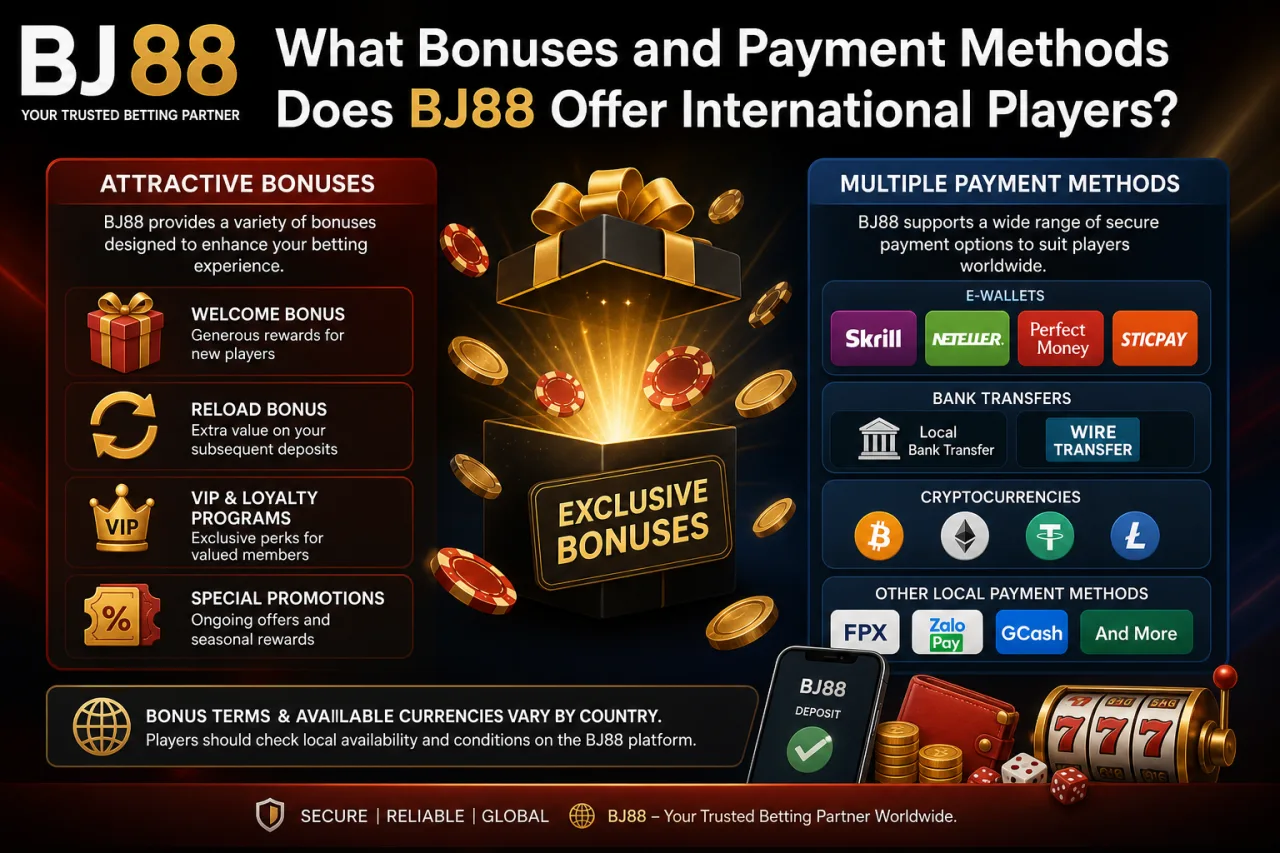 What Bonuses and Payment Methods Does BJ88 Offer International Players