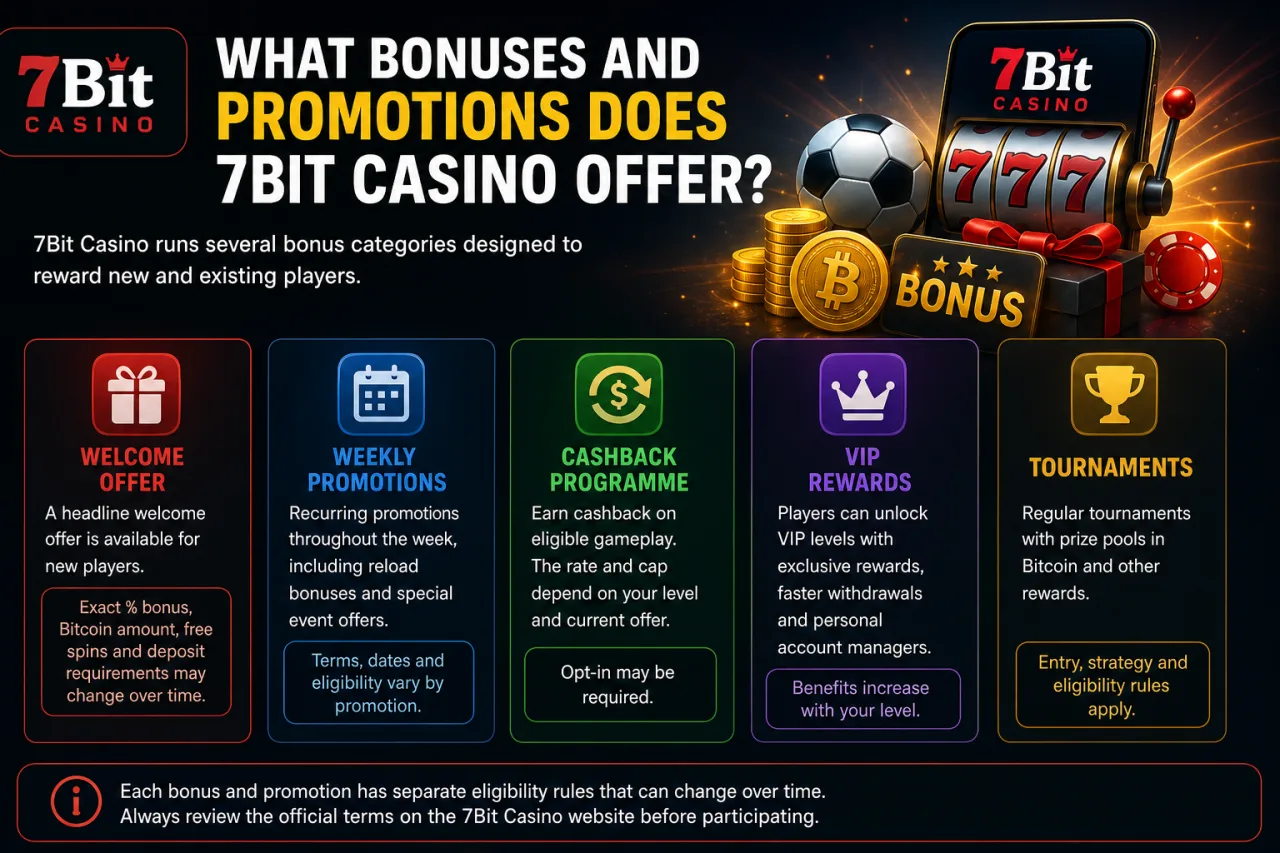 What Bonuses and Promotions Does 7Bit Casino Offer