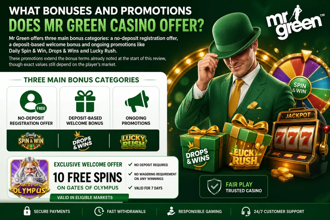 What Bonuses and Promotions Does Mr Green Casino Offer