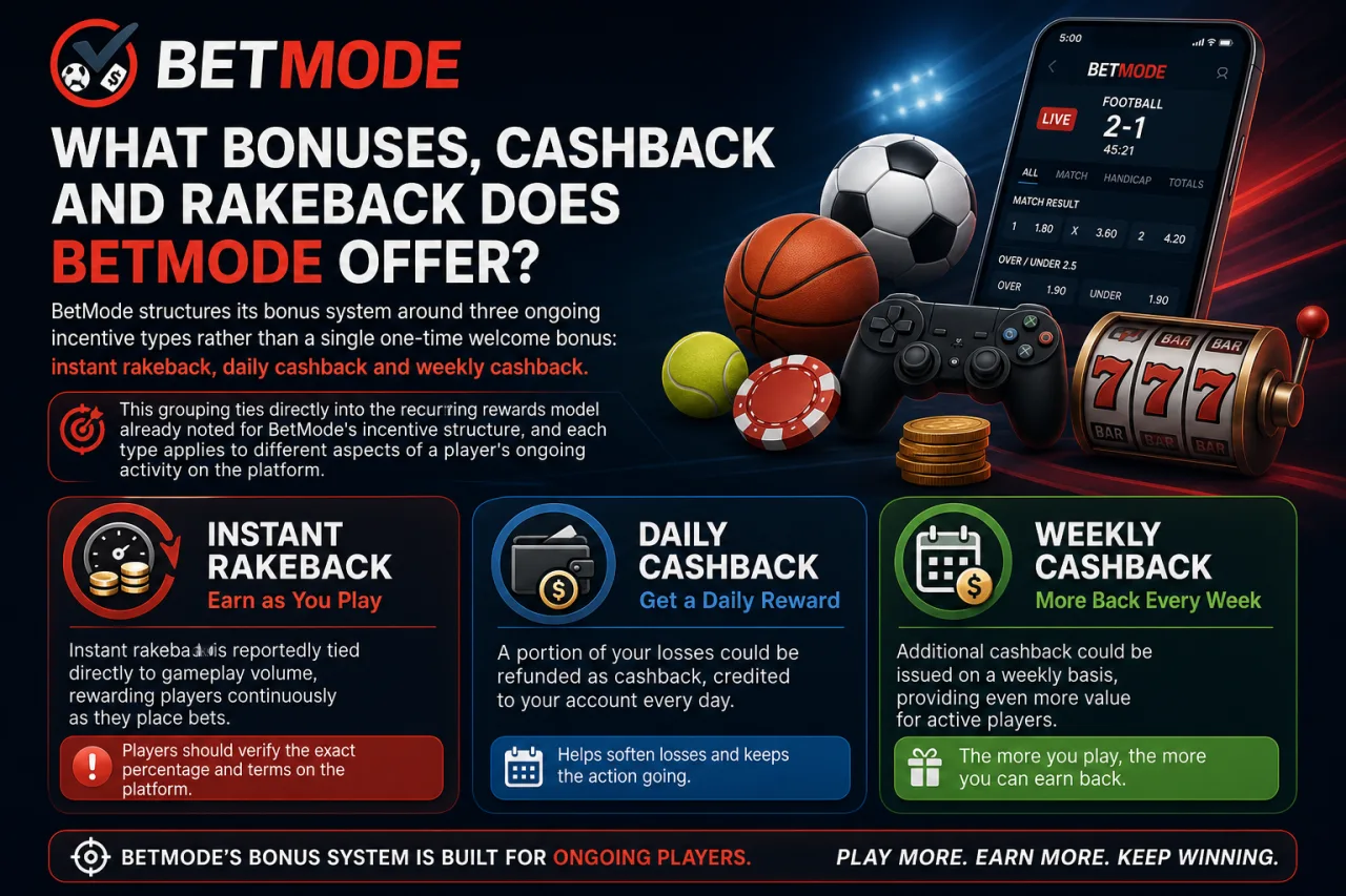 What Bonuses Cashback and Rakeback Does BetMode Offer