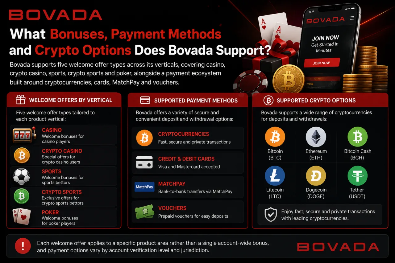 What Bonuses, Payment Methods and Crypto Options Does Bovada Support