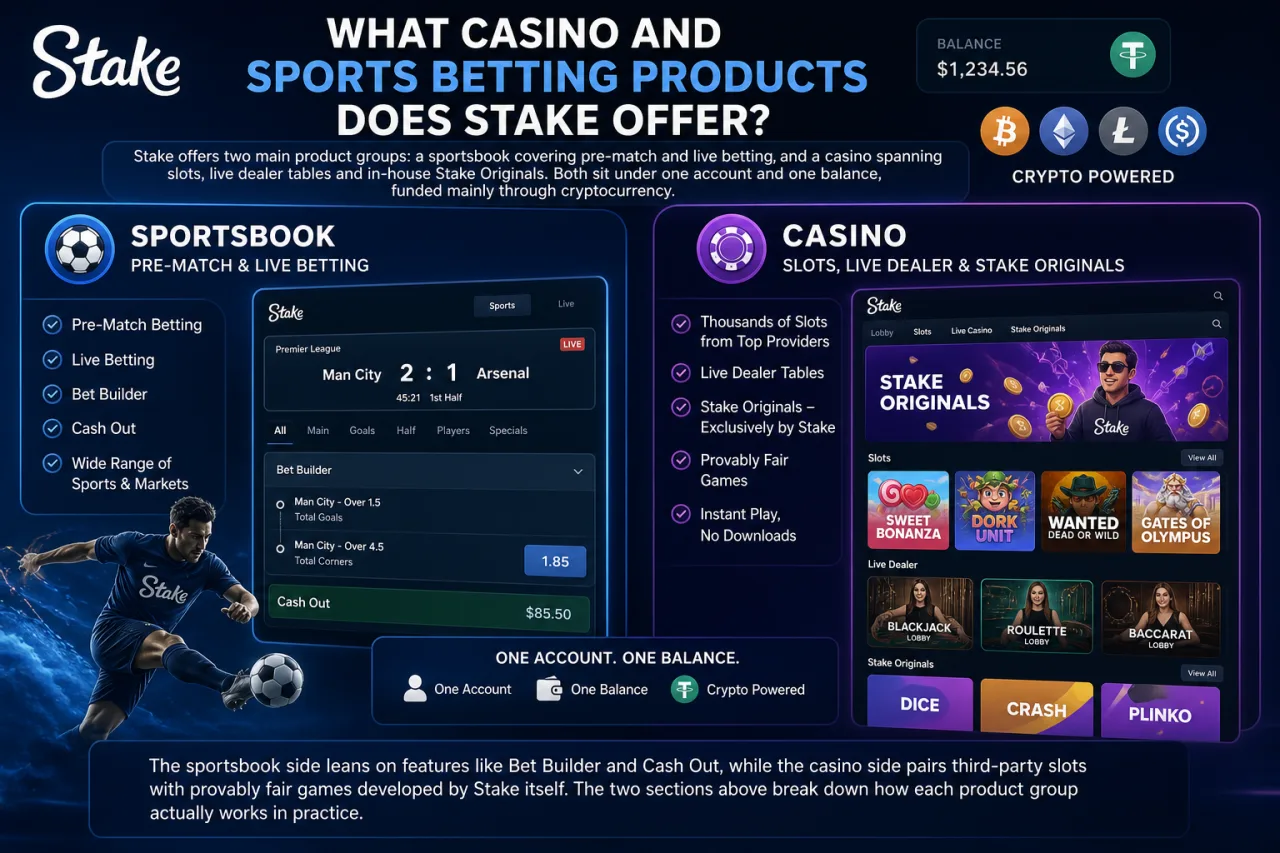 What Casino and Sports Betting Products Does Stake Offer