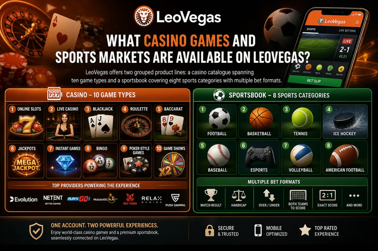 What Casino Games and Sports Markets Are Available on LeoVegas