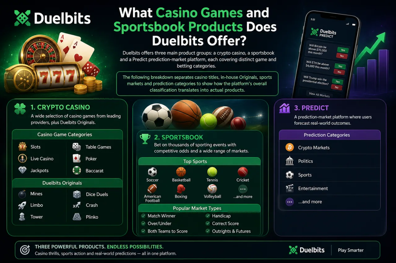 What Casino Games and Sportsbook Products Does Duelbits Offer