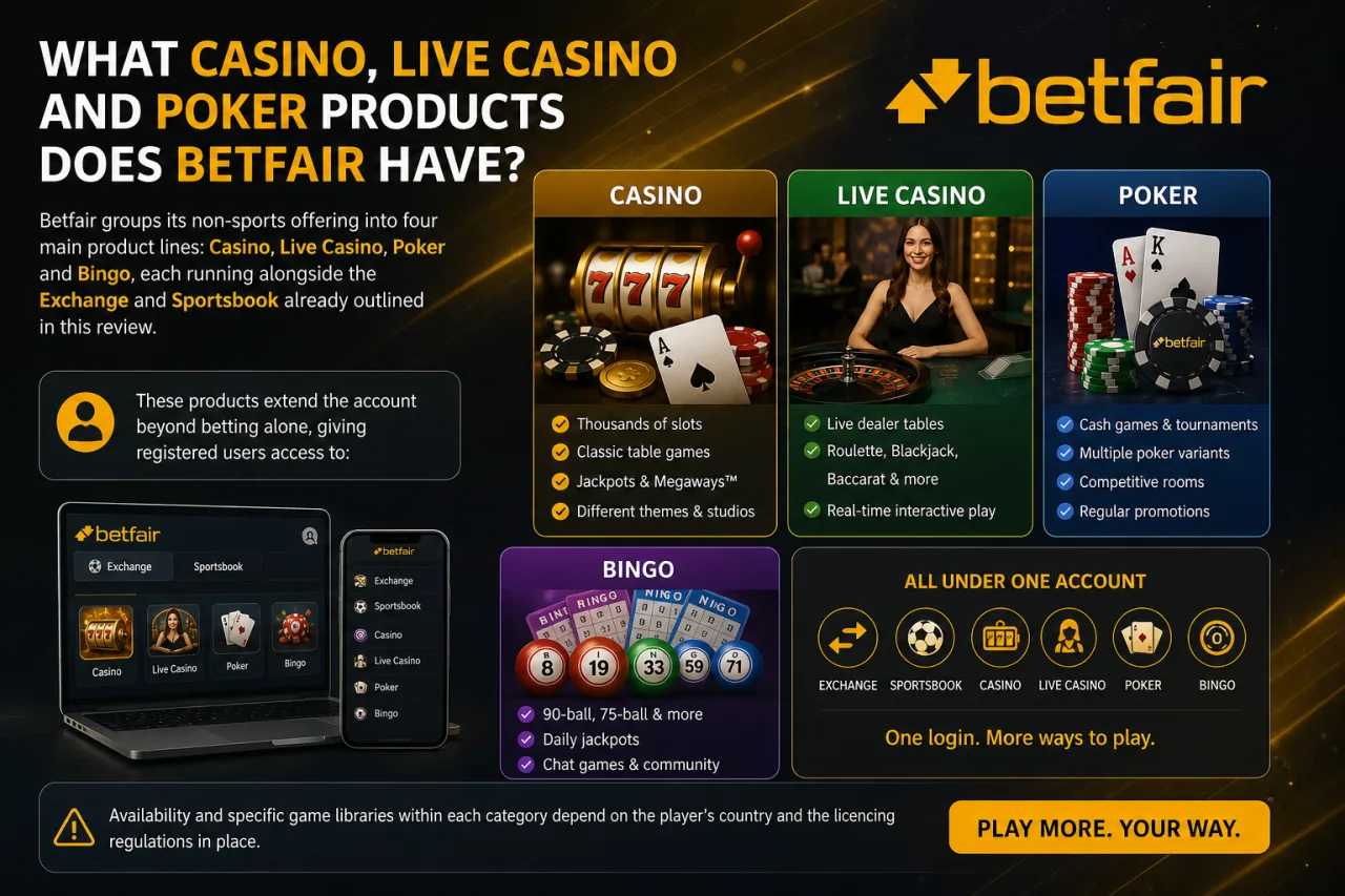 What Casino, Live Casino and Other Gaming Products Does Betfair Have
