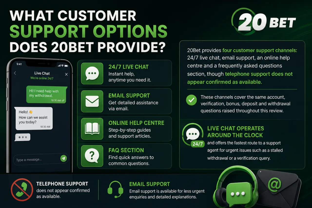 What Customer Support Options Does 20Bet Provide