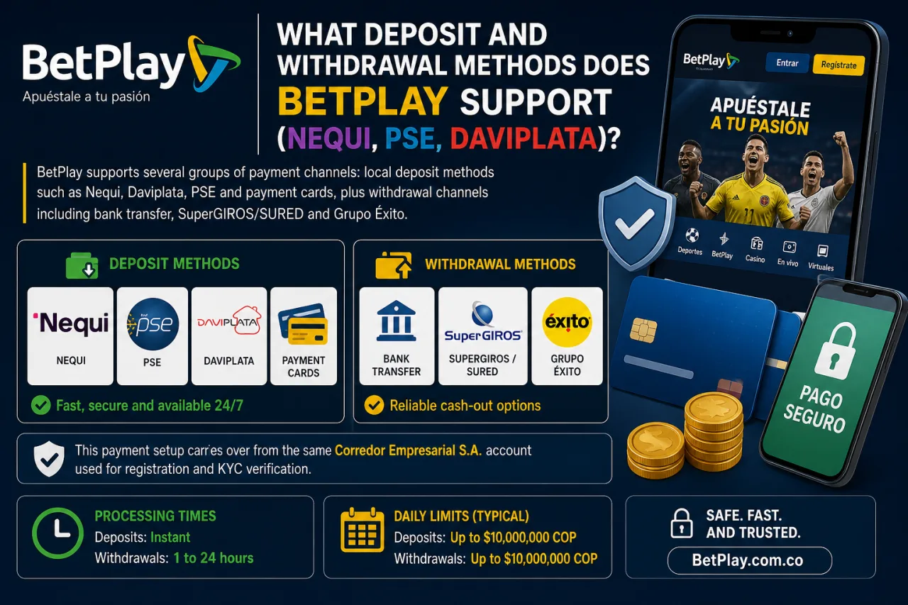What Deposit and Withdrawal Methods Does BetPlay Support