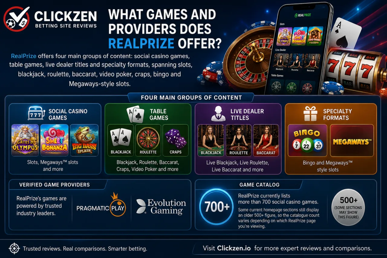What Games and Providers Does RealPrize Offer