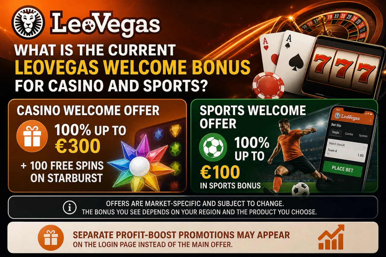What Is the Current LeoVegas Welcome Bonus for Casino and Sports