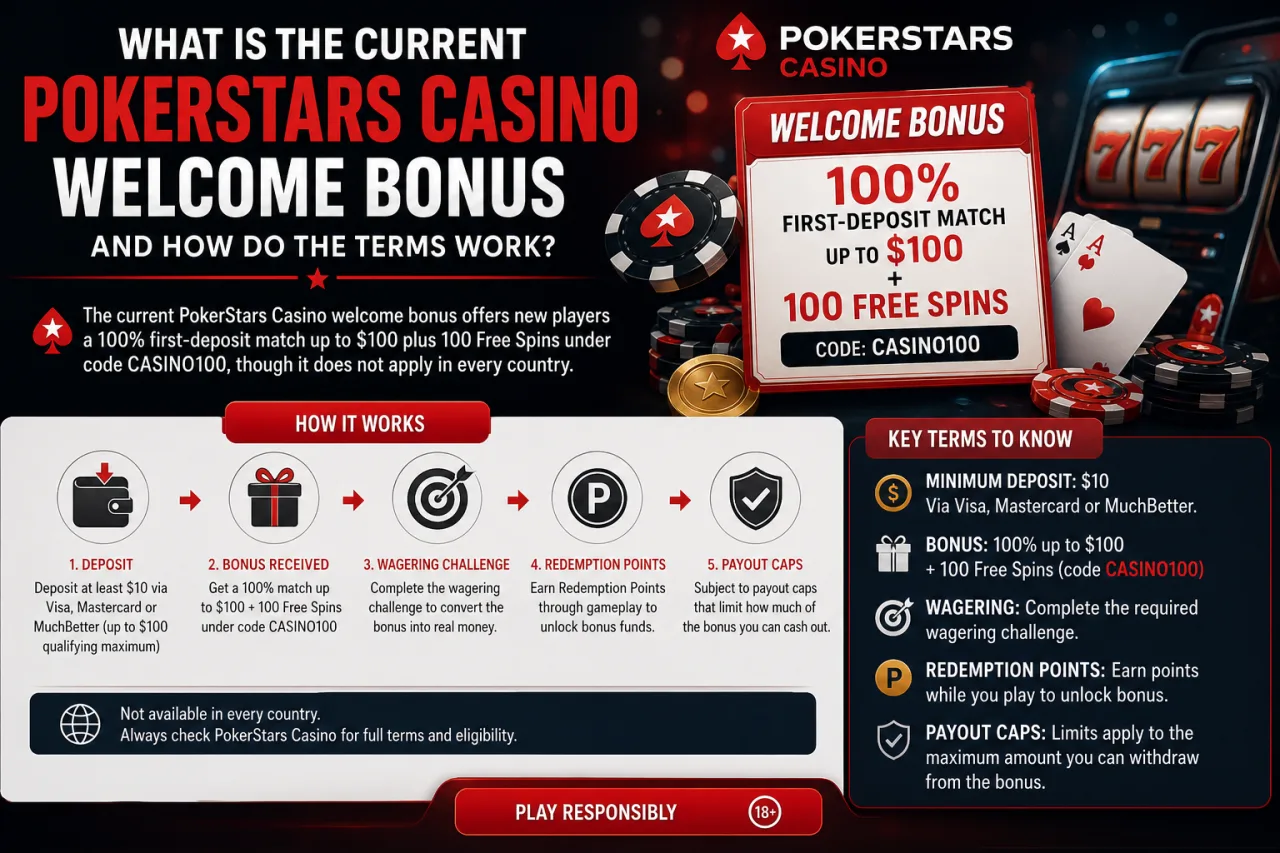 What Is the Current PokerStars Casino Welcome Bonus and How Do the Terms Work
