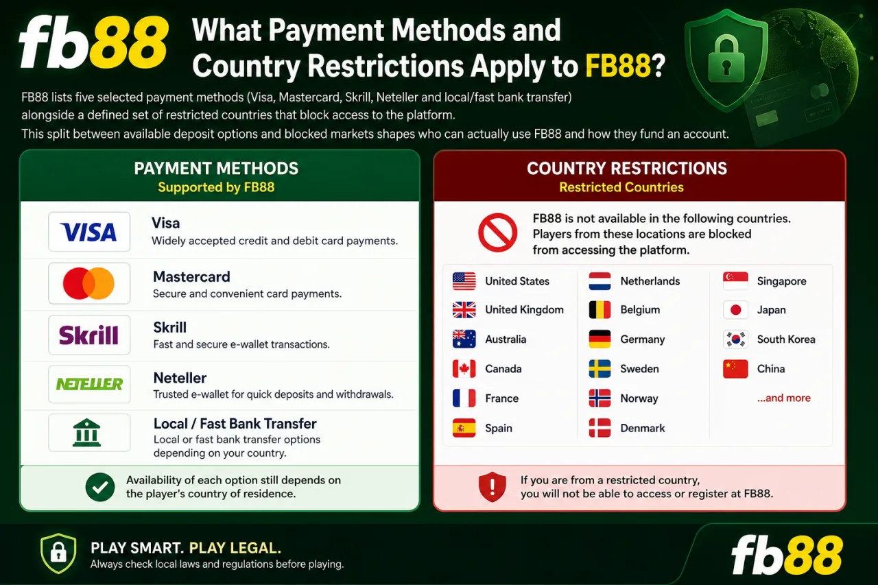 What Payment Methods and Country Restrictions Apply to FB88