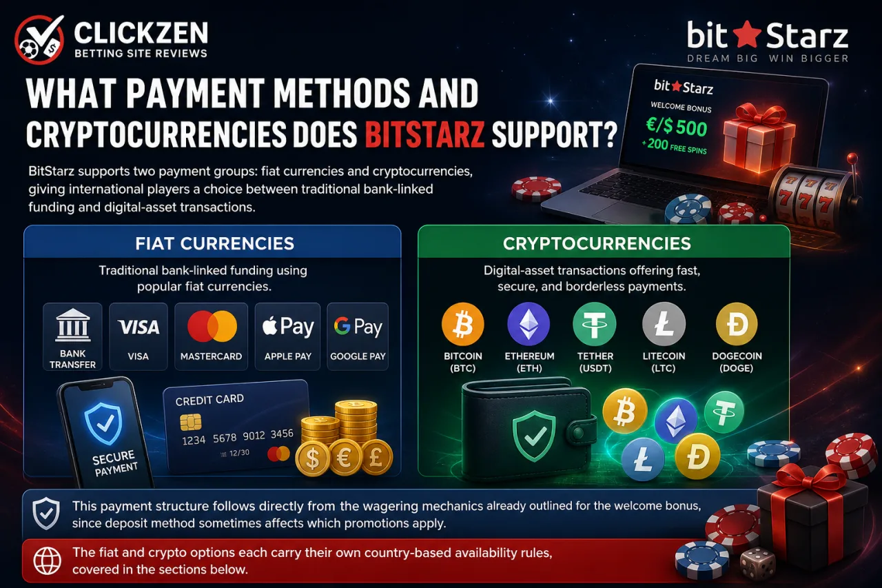 What Payment Methods and Cryptocurrencies Does BitStarz Support