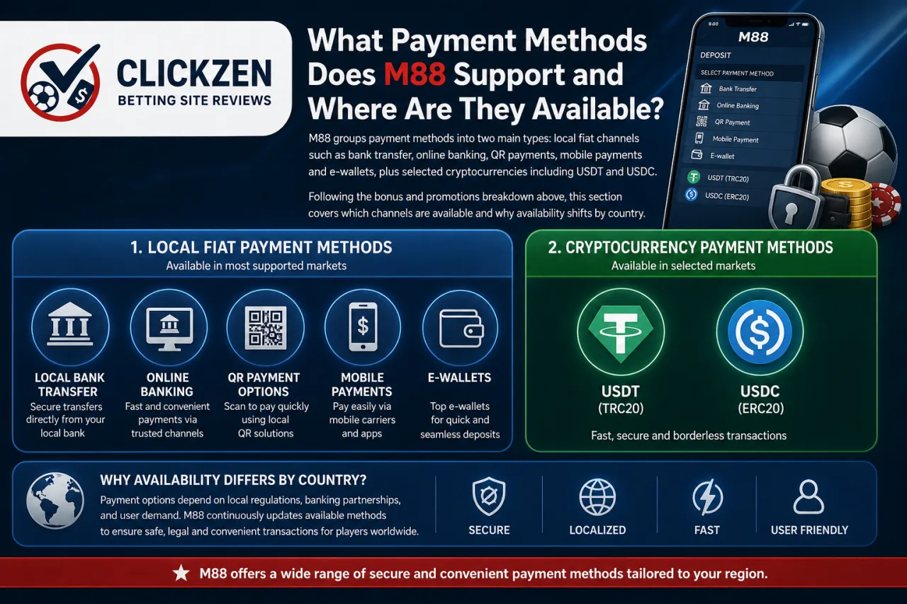 What Payment Methods Does M88 Support and Where Are They Available