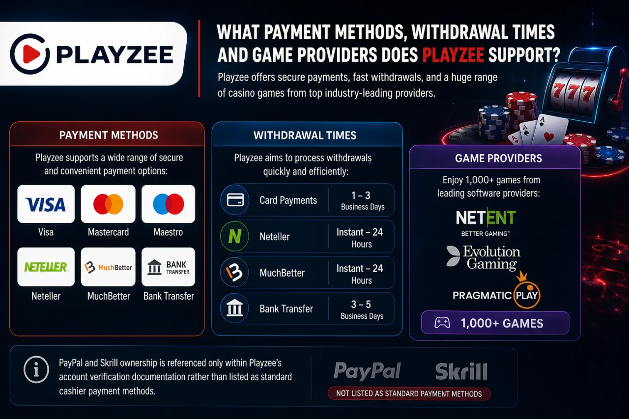 What Payment Methods, Withdrawal Times and Game Providers Does Playzee Support