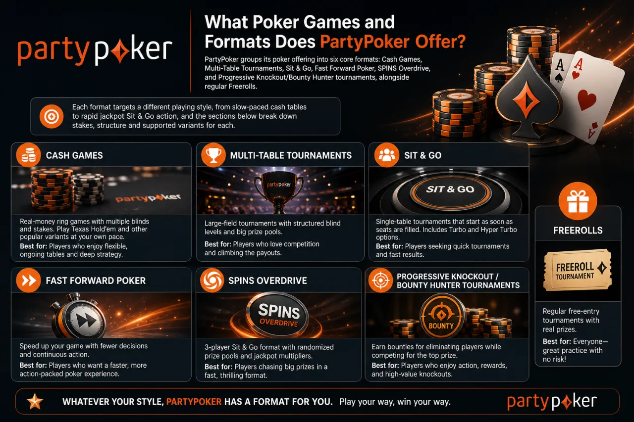 What Poker Games and Formats Does PartyPoker Offer