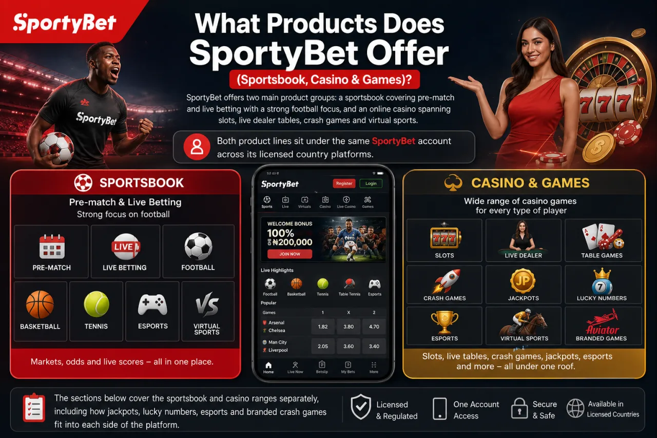 What Products Does SportyBet Offer (Sportsbook, Casino & Games)